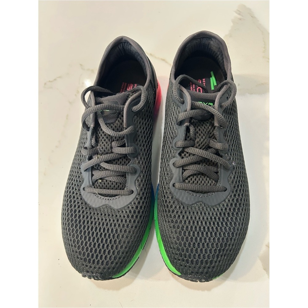 Under Armour Gray‎ Mesh Running Shoes with Green and Pink Accents